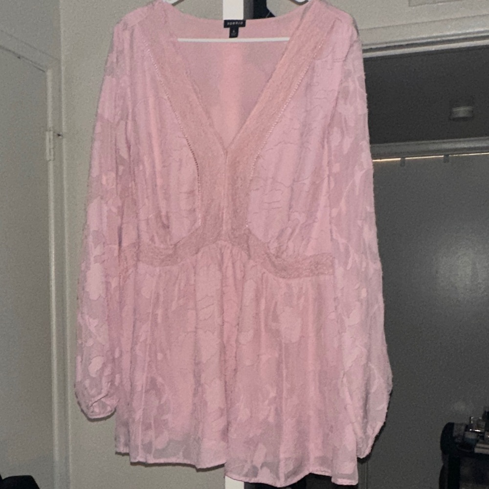 Torrid Soft Pink Sheer Blouse